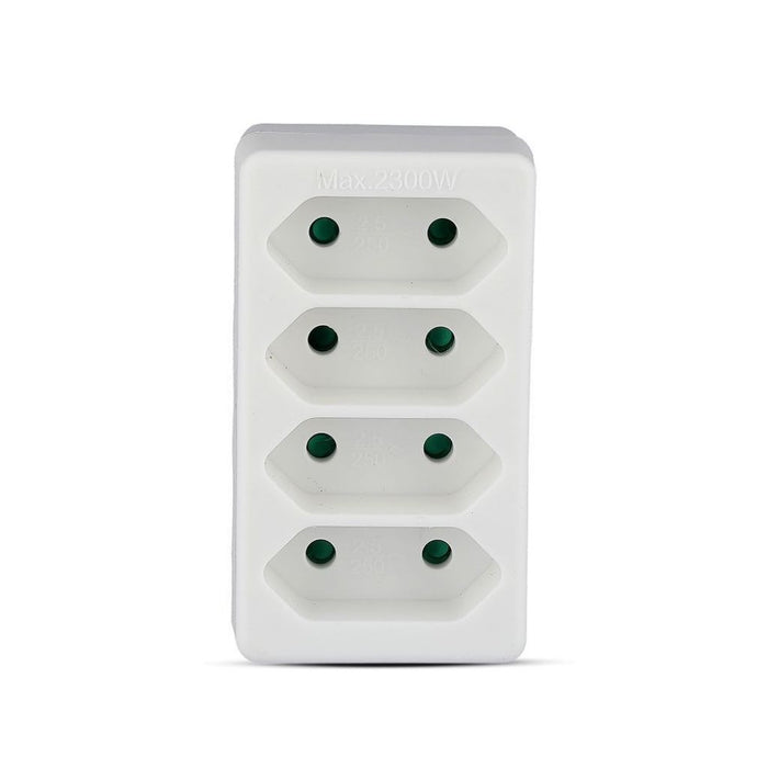 Adattatore da 4 outlet 2.5A White Etichetta + Poly Bag