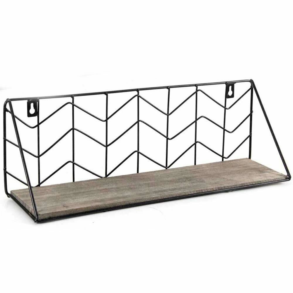 Trade Shop - Mensola Parete Rettangolare Mensola Scaffale Metallo E Legno Design Moderno -