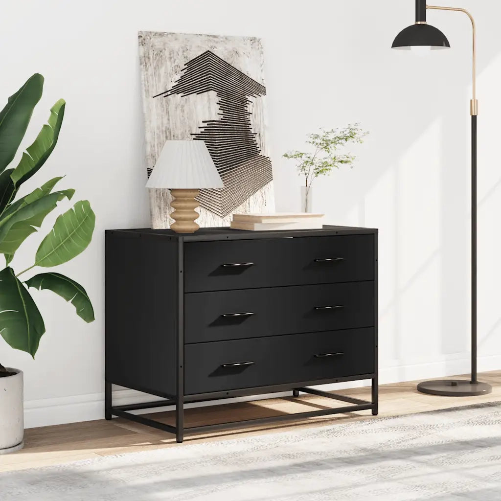vidaXL Cassettiera Nera 70x41x56 cm in Legno Multistrato