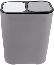 Doppio contenitore per rifiuti con coperchio a scatto - Contenitore per rifiuti doppio - Contenitore per rifiuti in plastica - Contenitore per riciclaggio - Contenitore per carta - Contenitore per rifiuti compattabile - Contenitore per rifiuti