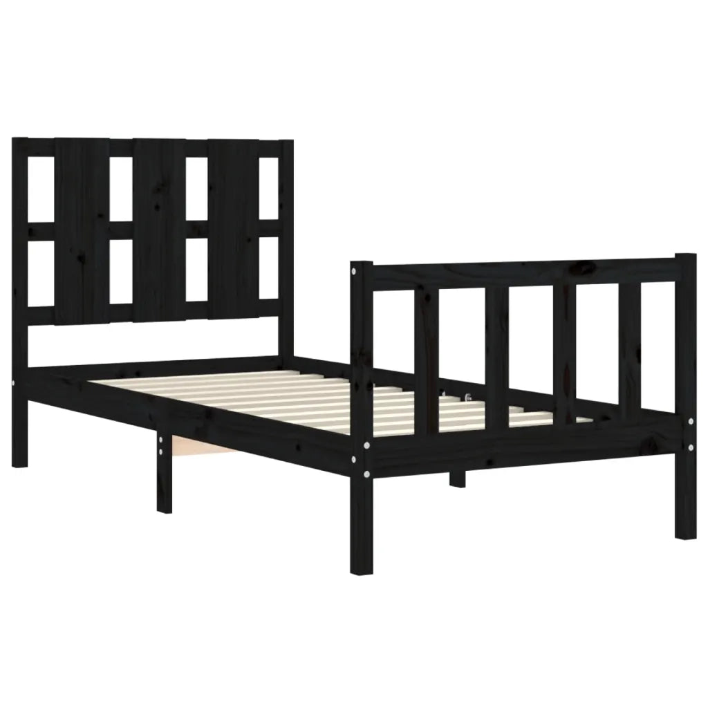 Giroletto con Testiera Nero Small Single in Legno Massello 3192195