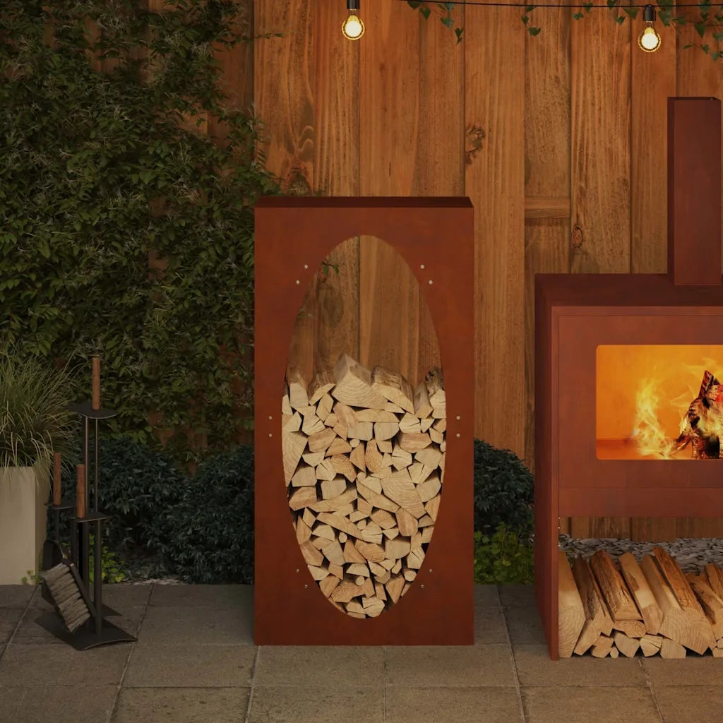 Rastrelliera per Legna da Ardere 50x23x100 cm in Acciaio Corten 864186