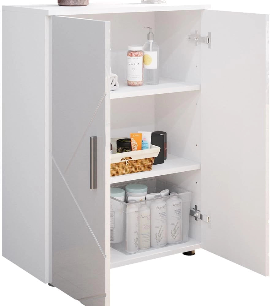 Mobiletto bagno Irma, Bianco lucido, 60 x 81 cm, per la conservazione in bagno e abbinabile alla serie Irma