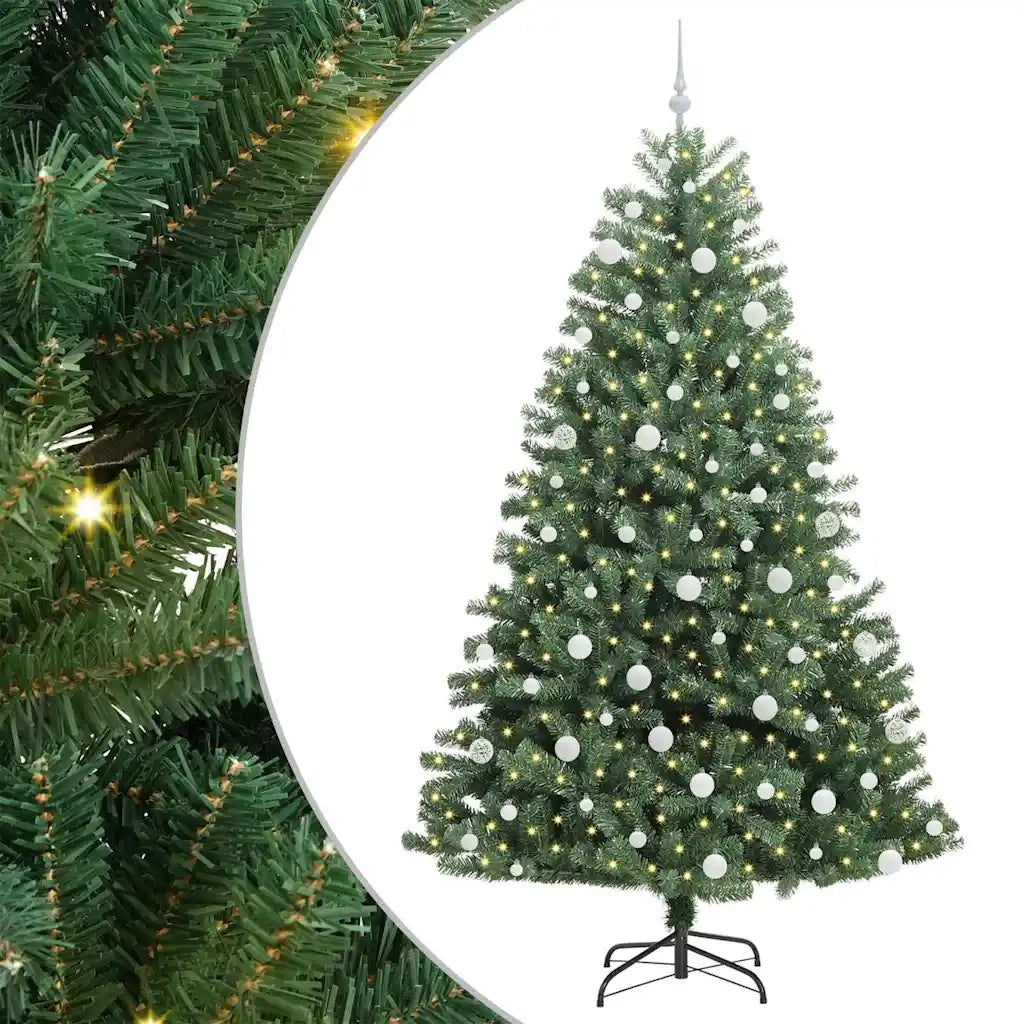 Albero di Natale Artificiale-Albero Natalizio con Rami Pieghevoli Verde 210 cm 814046
