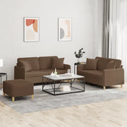 Set di Divani 3 pz con Cuscini Marrone in Tessuto 3202113
