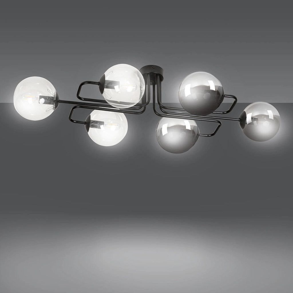 Lampadario Emibig Brendi 6xE14 nero vetro multicolor
