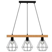 Lampada a sospensione Vastra legno/nero 3xE27 Luminex