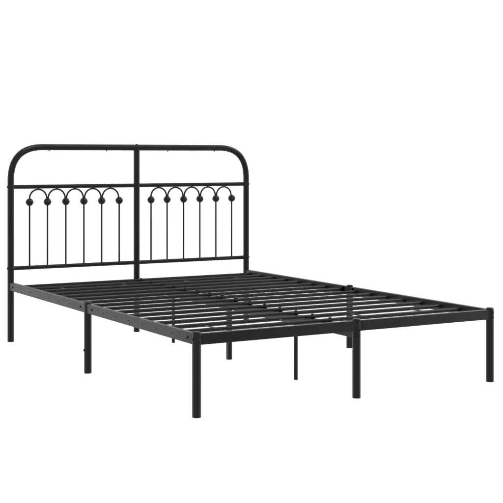Giroletto con Testiera-Struttura Letto con testiera in Metallo Nero 140x200 cm 677184