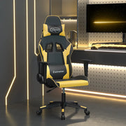 vidaXL Sedia da Gaming Massaggiante Nero e Oro in Similpelle