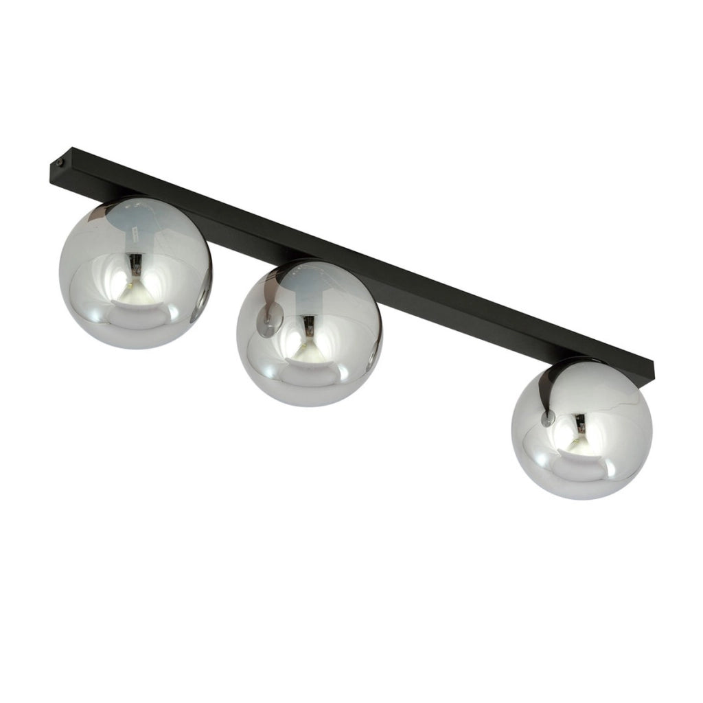 Lampada a sospensione FIT in acciaio nero con diffusori in vetro grafite