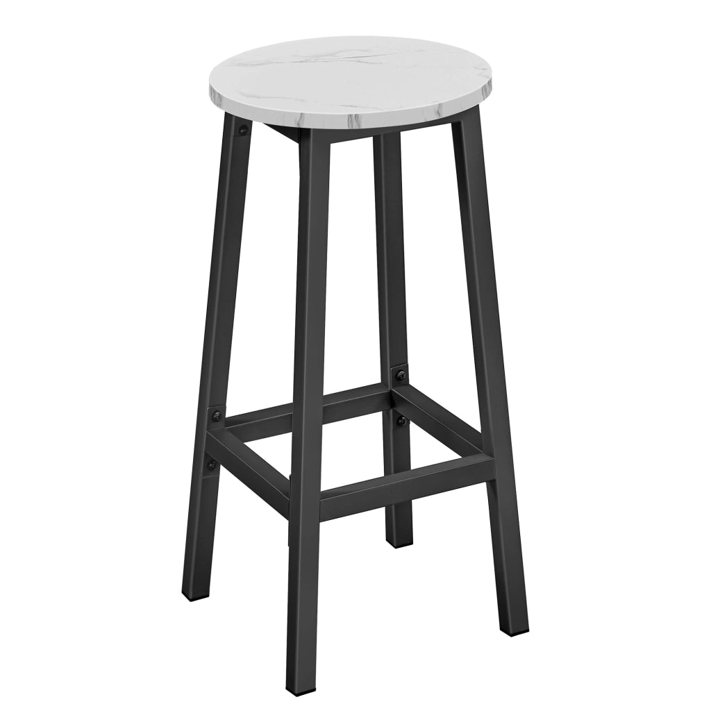Sgabello da bar da cucina in marmo VALORA con gambe nere - Design rotondo ed elegante
