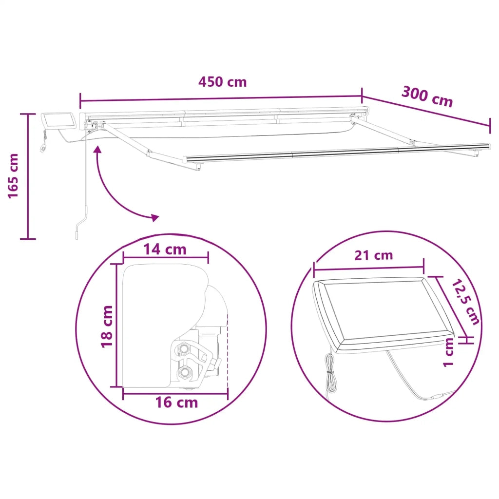 Cornice per Tenda Manuale con LED Sabbia 4,5 × 3 m 3426244