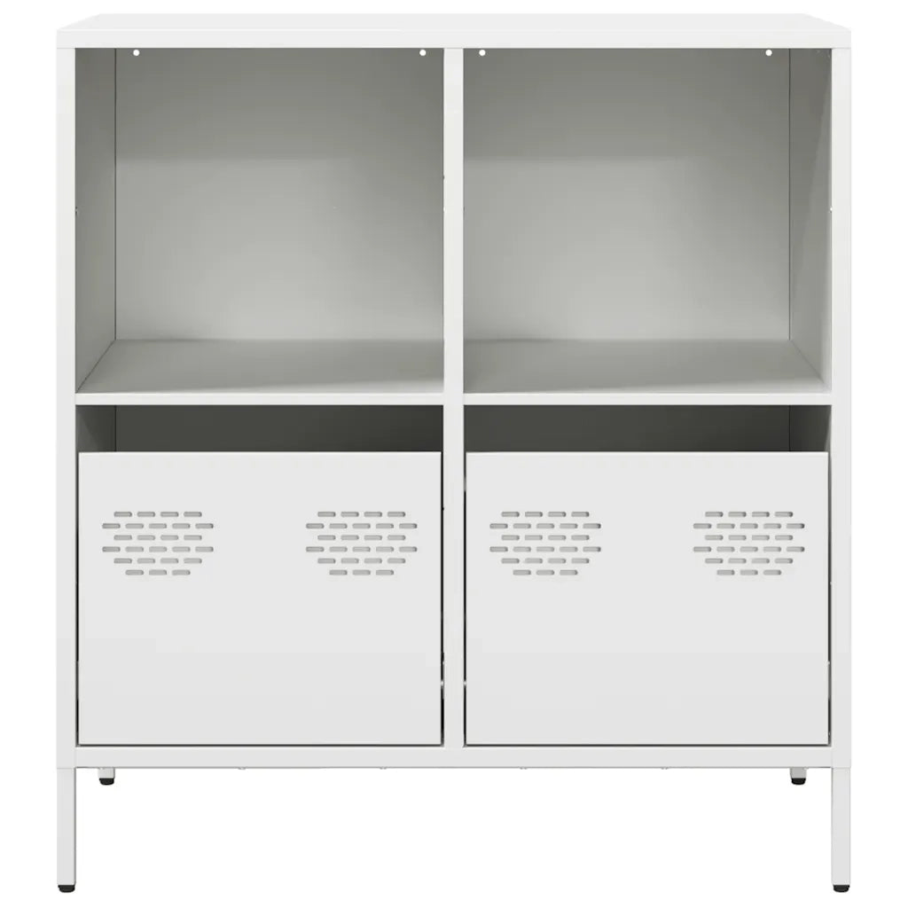 Credenza Bianca 68x39x73,5 cm in Acciaio Laminato a Freddo 851363