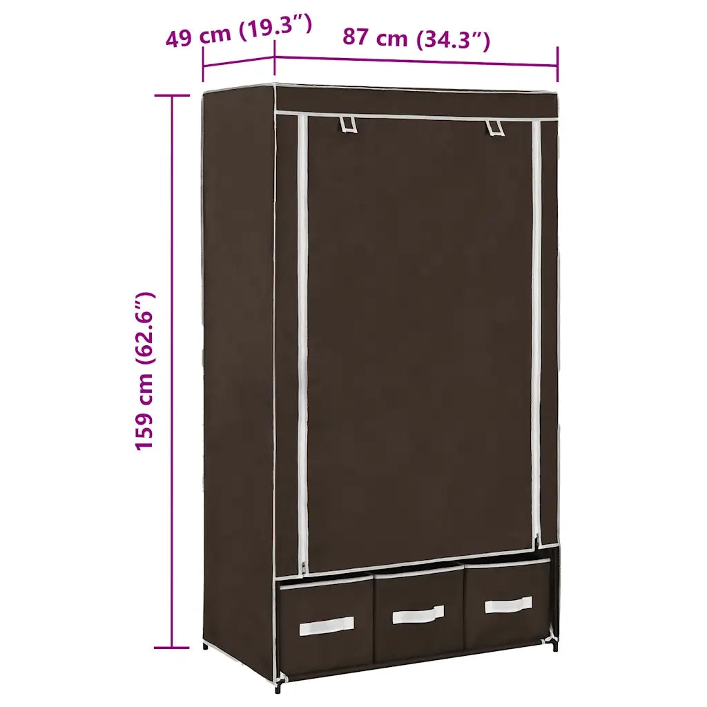Armadio Marrone 87x49x159 cm in Tessuto cod mxl 66122