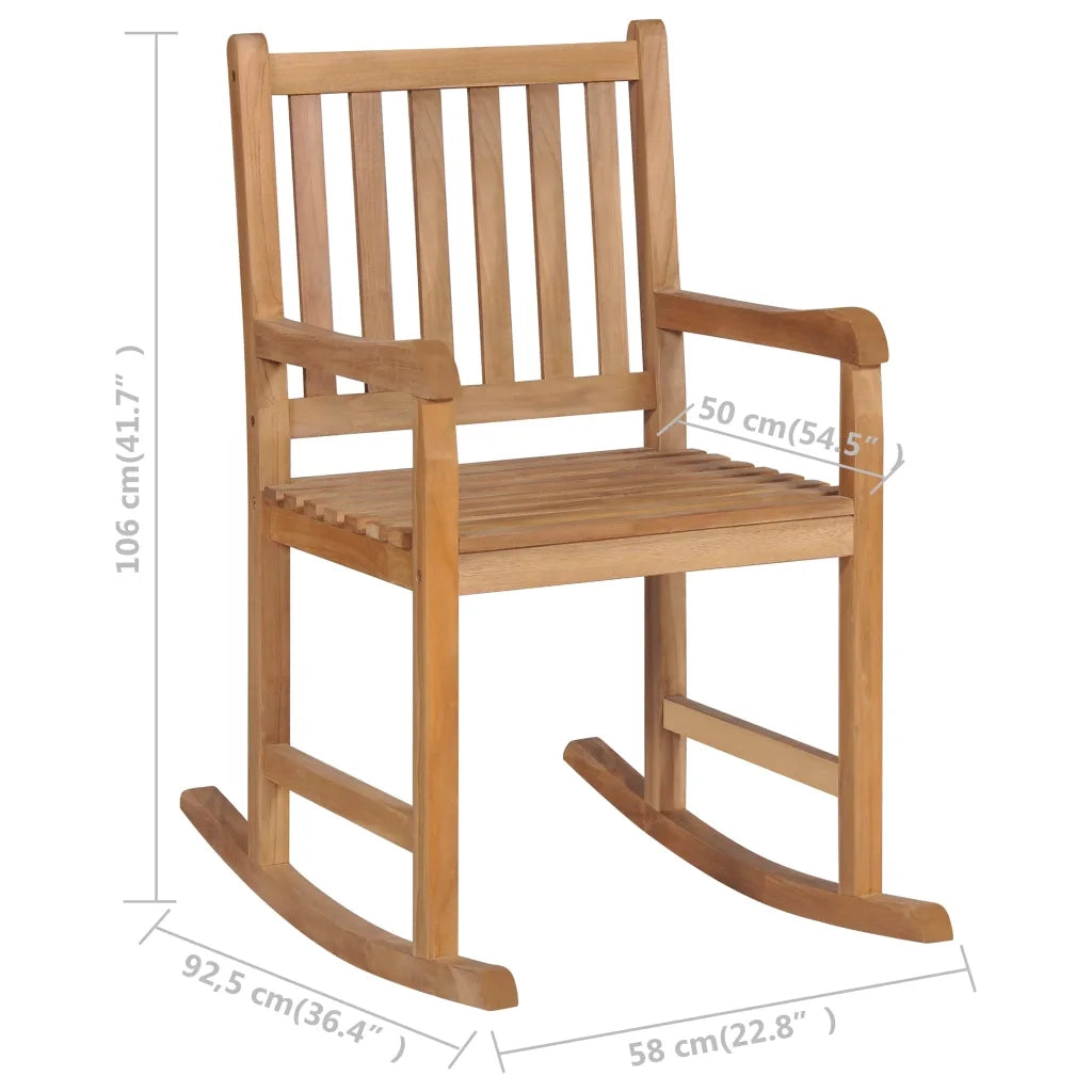 Sedia a Dondolo con Cuscino Verde in Legno di Teak cod mxl 45612