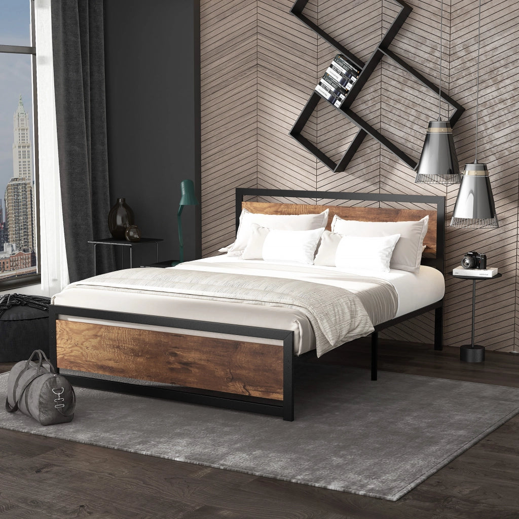 Letto Matrimoniale Struttura in Legno e Acciaio con Doghe ¨C Zephmum ¨C 160x200