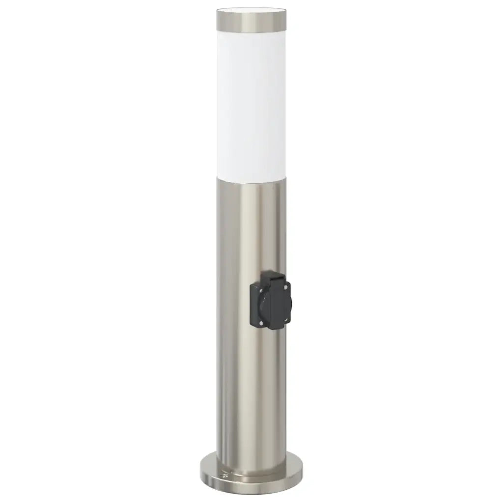 Lampioni a palo con presa elettrica 3 pz 50 cm Acciaio Inox IP44 4006012