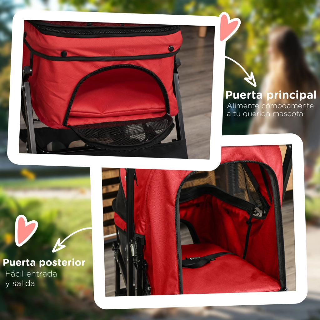 Cestino per Cani Pieghevole con Finestra a Maglia ¨C zephmum ¨C Rosso 76.5x52x95 cm