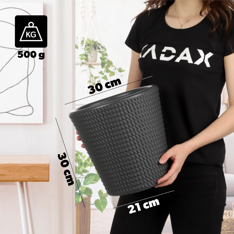 Vaso da fiori KADAX in plastica, rotondo, 30 cm, color antracite