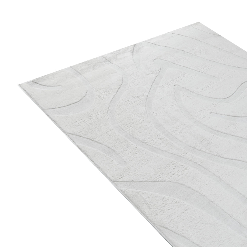 Tappeto da salotto jacquard 160 x 160 cm a pelo corto bianco sporco Stile Moderno
