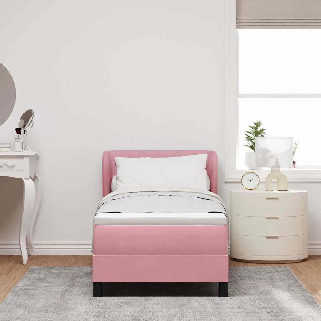 Letto a molle con testiera Rosa 80 x 200 cm Velluto 3340309
