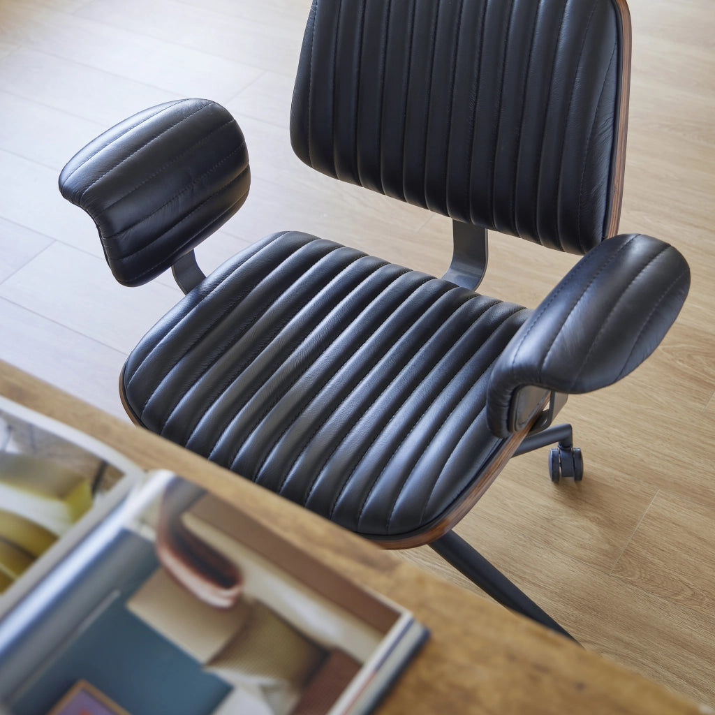 SEDIA Girevole da ufficio 52 x 46 x 33 cm in pelle nera