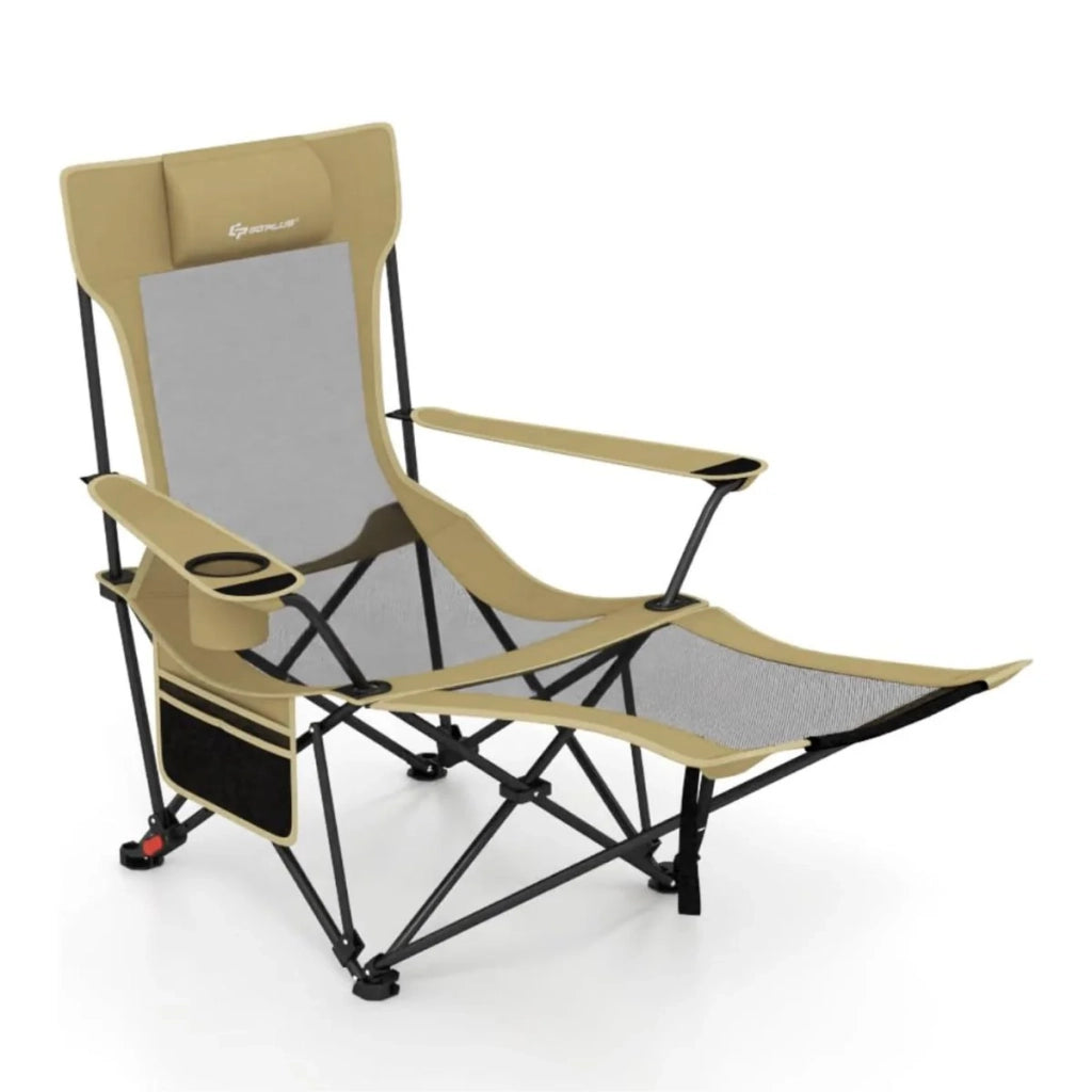 Sedie da campeggio pieghevoli 152 x 83 x 75 cm schienale regolabile poggiapiedi rimovibile stile moderno tessuto oxford color kaki 20_0011132