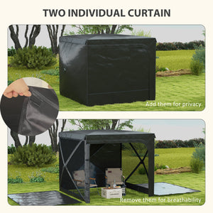 Gazebo da Giardino  Pieghevole con Tende e Zanzariere 2x2,5m e Borsa di Trasporto Nero
