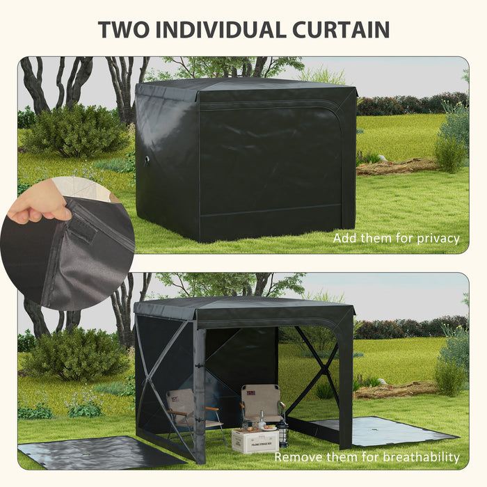 Gazebo da Giardino  Pieghevole con Tende e Zanzariere 2x2,5m e Borsa di Trasporto Nero