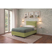 Letto imbottito Piazza e mezzo 120x190 cm Soft - Contenitore,Microfibra,Tè verde