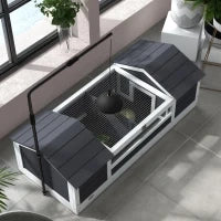 Casa per Tartarughe Terrestri all'Aperto, Gabbia per Tartarughe, 2 Tane, Supporto per Lampada Regolabile, Legno Massiccio, 120 x 56,5 x 43 cm, Grigio