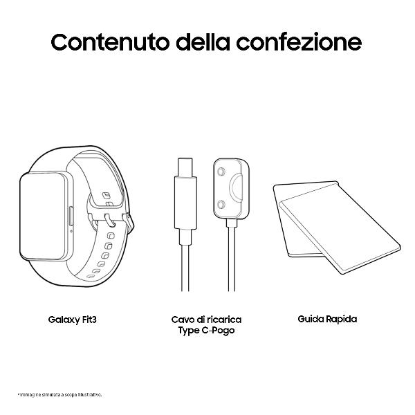 Samsung galaxy fit3 4,06 cm (1.6") amoled 40 mm digitale 256 x 402 pixel touch screen argento - SM-R390NZSAEUB