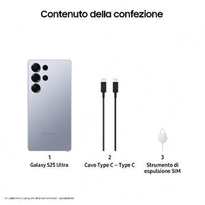 Samsung galaxy s25 ultra smartphone ai, display 6.9'' qhd+ dynamic amoled 2x, fotocamera 200mp, ram 12gb, 1tb, 5.000 mah, titanium silverblue - SM-S938BZBHEUE