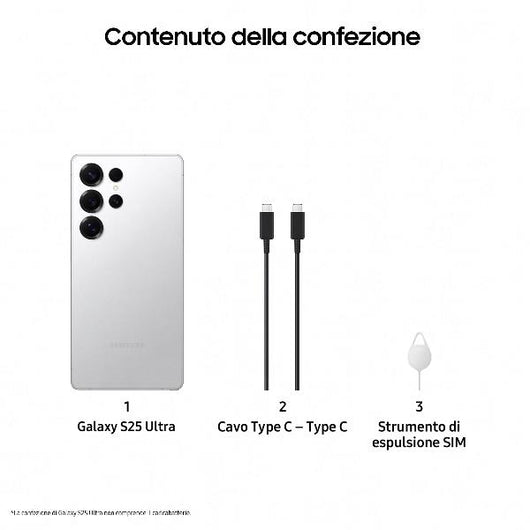 Samsung galaxy s25 ultra smartphone ai, display 6.9'' qhd+ dynamic amoled 2x, fotocamera 200mp, ram 12gb, 512gb, 5.000 mah, titanium whitesilver - SM-S938BZSGEUE