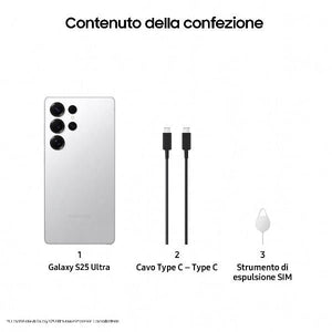 Samsung galaxy s25 ultra smartphone ai, display 6.9'' qhd+ dynamic amoled 2x, fotocamera 200mp, ram 12gb, 512gb, 5.000 mah, titanium whitesilver - SM-S938BZSGEUE