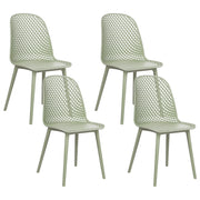 Set di 4 sedie da pranzo Seduta e gambe sintetiche verde chiaro Schienale a rete aperto Design moderno e minimalista