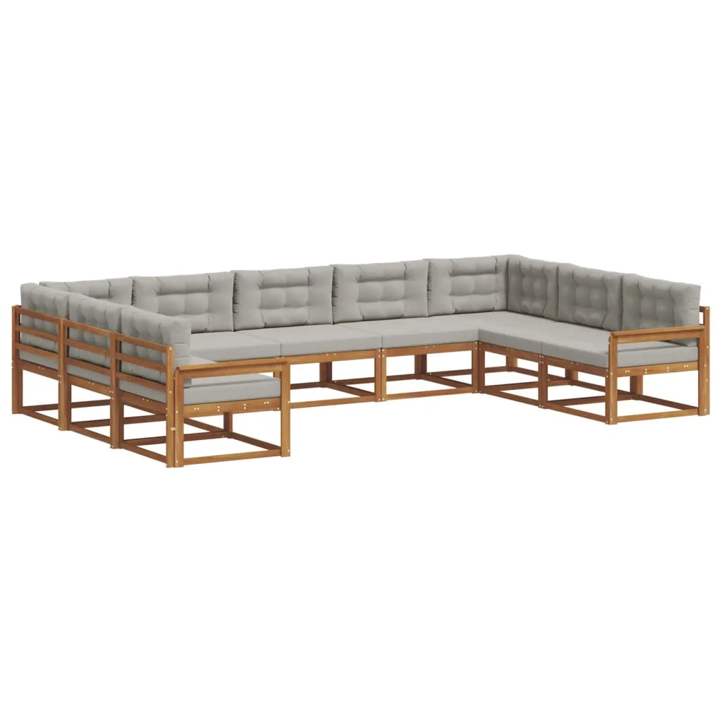 Set di divani da esterno 9 pcs Grigio Naturale e Chiaro