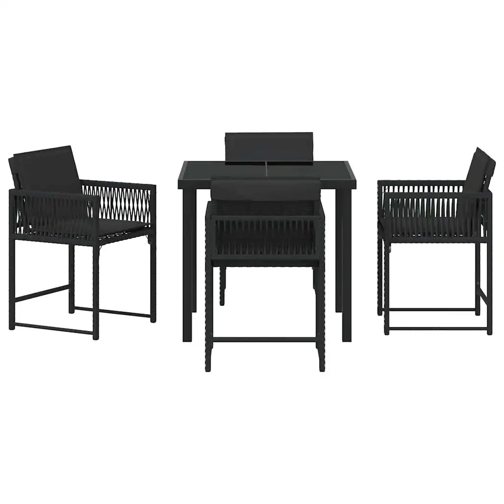 Set da Pranzo per Giardino 5 pcs Nero polyrattan 3380745
