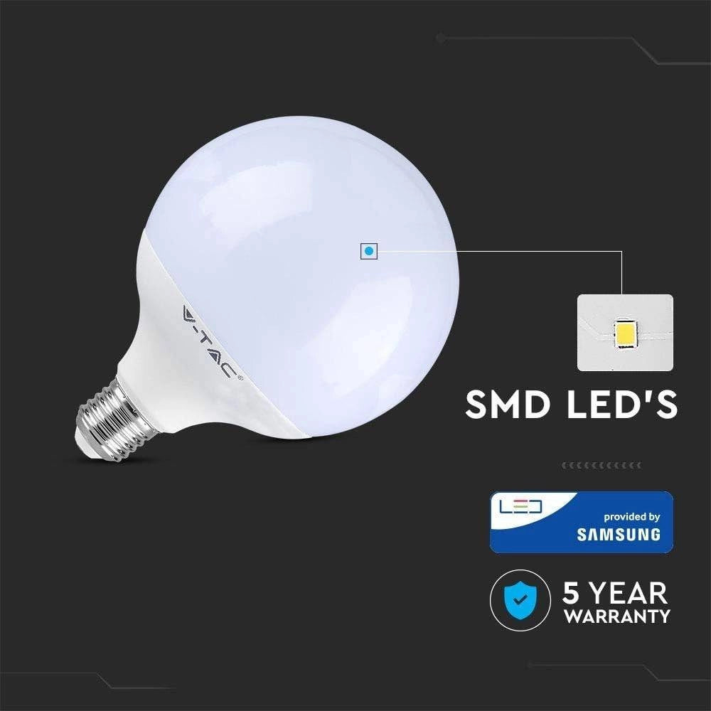 Trade Shop - Lampadina A Led E27 G120 18w Globo Luce Bianca Fredda 6400k Chip Samsung 2000lmn -