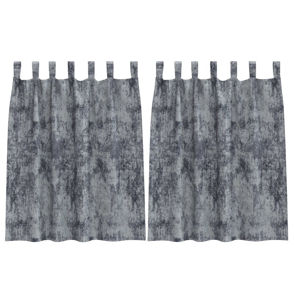 Tende in Velluto 2 pz con Bottoni a Tab Grigio Argento 140x140 cm