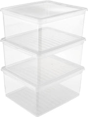 Scatola di archiviazione con sistema di controllo dell'aria - set a 3 pezzi altezza 18 cm - 3 x 18 l - Box trasparente trasparente con vetrata trasparente