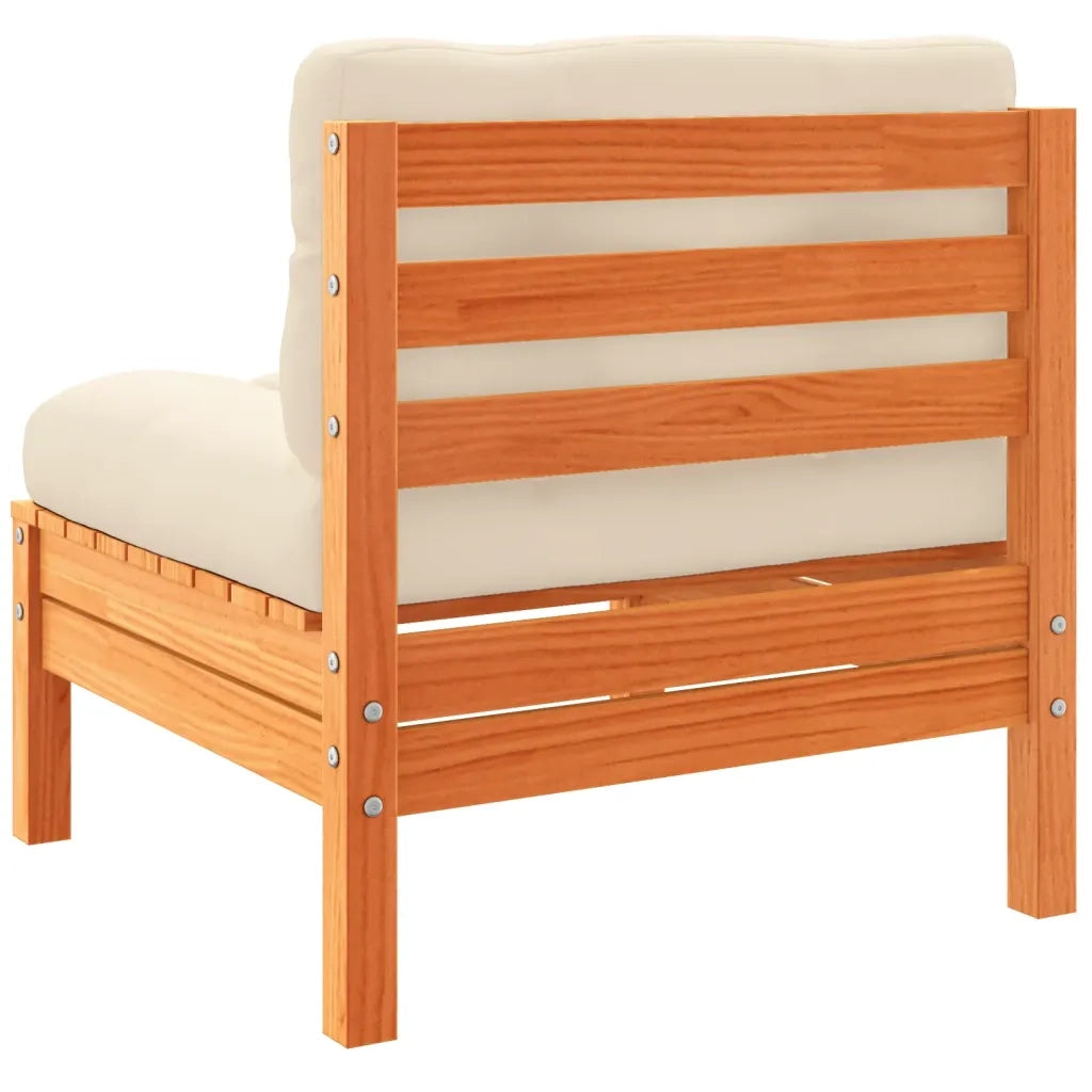 Set Divani Giardino 4pz con Cuscini Marrone Cera Massello Pino