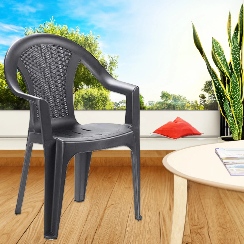 SET 6 SEDIE DA GIARDINO KORA IN POLIPROPILENE COLORE ANTRACITE 55 X 54 X 82 CM