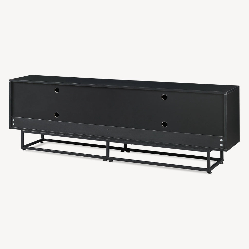 Armadietto Boxholm Credenza Bassa con 4 Ante Push-Open 180x30x56 cm Nero / Effetto Noce [en.casa]