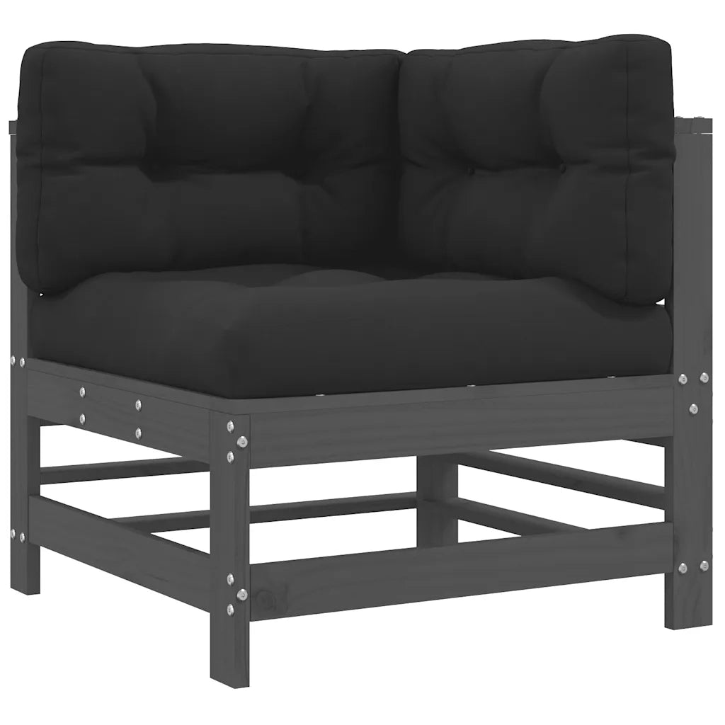 Set Divani da Giardino 10 pz con Cuscini Legno Massello Grigio 3186097