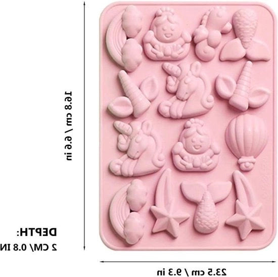 Mold per dolci di cioccolato - Unicorno Sirena Marina - Mould in silicone per decorazione di torte - Lavello per cubetti di ghiaccio - Mould per fondant, biscotti, caramello, gelatina e resina per artigianato