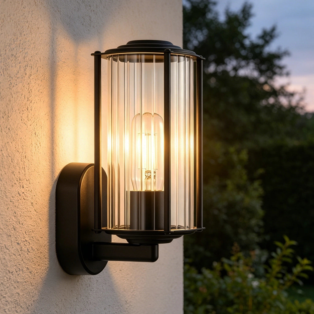 ZMH Lampada da Esterno Interno E27 Max 40W Nero per Terrazza Balcone/Parete Giardino Senza Lampadina