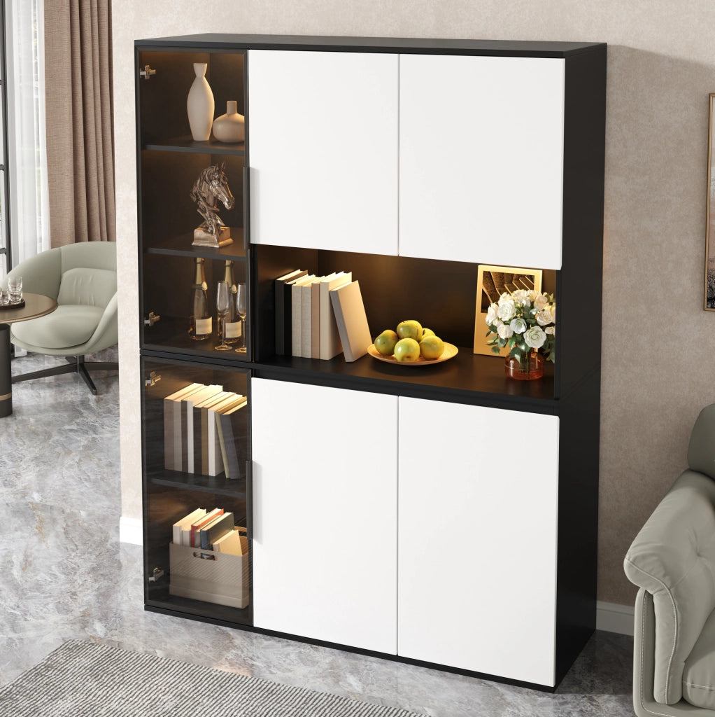 Hochschrank moderno in MDF nero e bianco