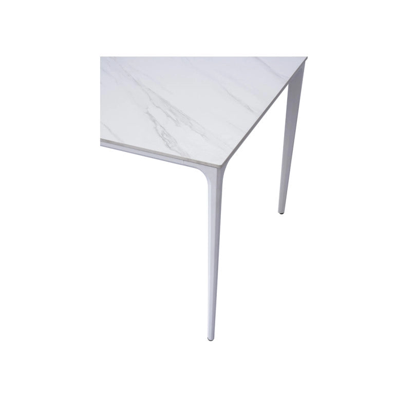 Tavolo Alghero 180x90 Alluminio Bianco Piano Gress Marmo Moia