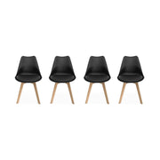 Set 4 sedie scandinave imbottite con gambe in legno , nero